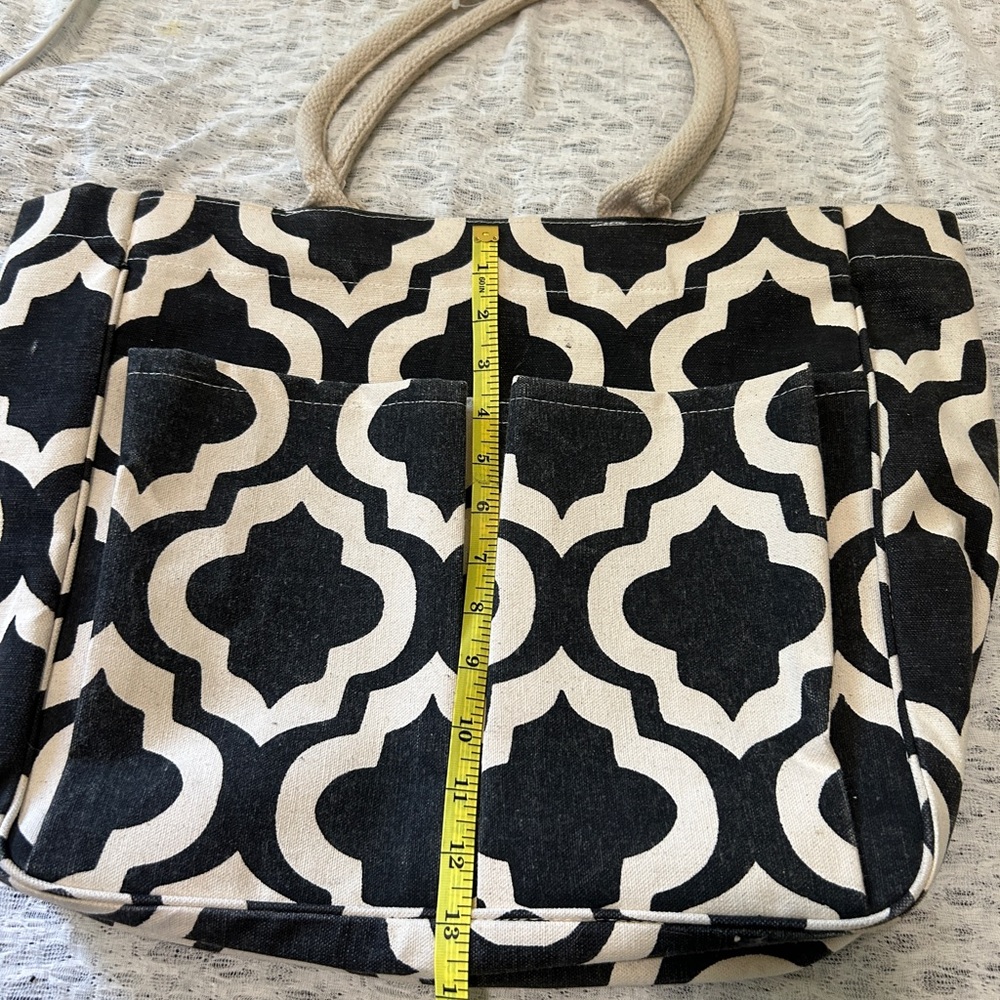 Stylish Black and Cream Tote Bag